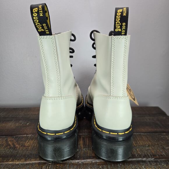 NEW Dr Martens Audrick 8 Eye Boot Womens Size 7 Lace Up Platform Boots Gray - Picture 4 of 12